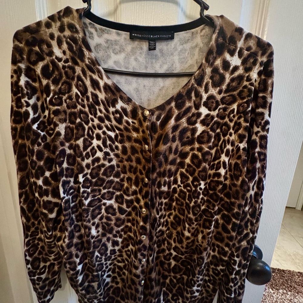 White House Black Market Animal Print Blouse